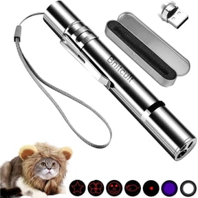 BNITCULT Cat Laser Pointer Toy,USB Rechargeable for Cats Dogs Chaser Toys, Interactive Exercise Multi Pattern Pet Command Light,7 in 1 Function,5 Pattern