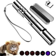 BNITCULT Cat Laser Pointer Toy,USB Rechargeable for Cats Dogs Chaser Toys, Interactive Exercise Multi Pattern Pet Command Light,7 in 1 Function,5 Pattern