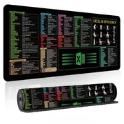BNITCULT Excel Cheat Sheet Desk Mat,Updated Shortcuts & Gaming Desk Pad (31.5"x11.8"),Non-Slip,Spill-Proof,Black Fabric & Rubber Large Mouse Pad.