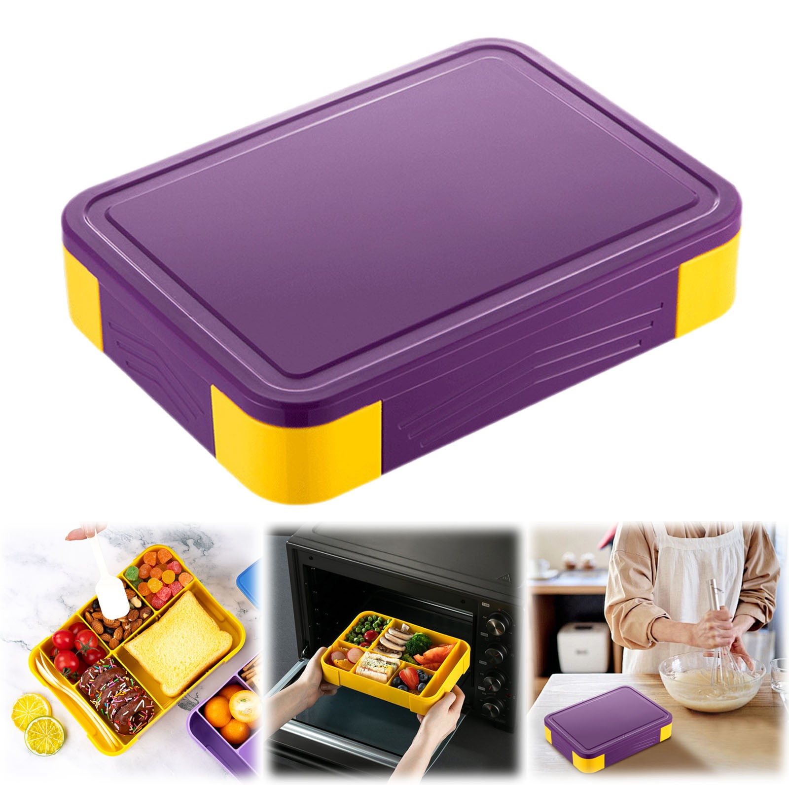 BNIXIREN Divided Compartments Sealed Fruit Box Food Box Work Microwave ...
