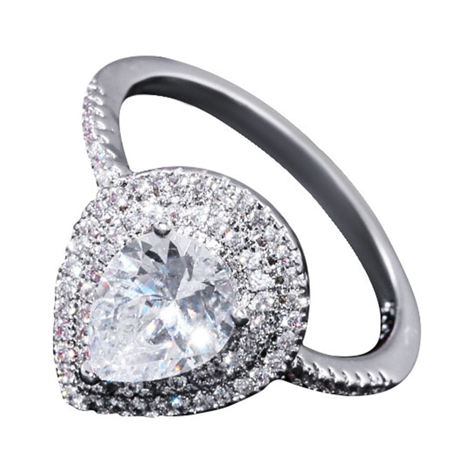 BNIXIREN Jewelry Rings Fashion Pearshaped Dropshaped Zircon Ring