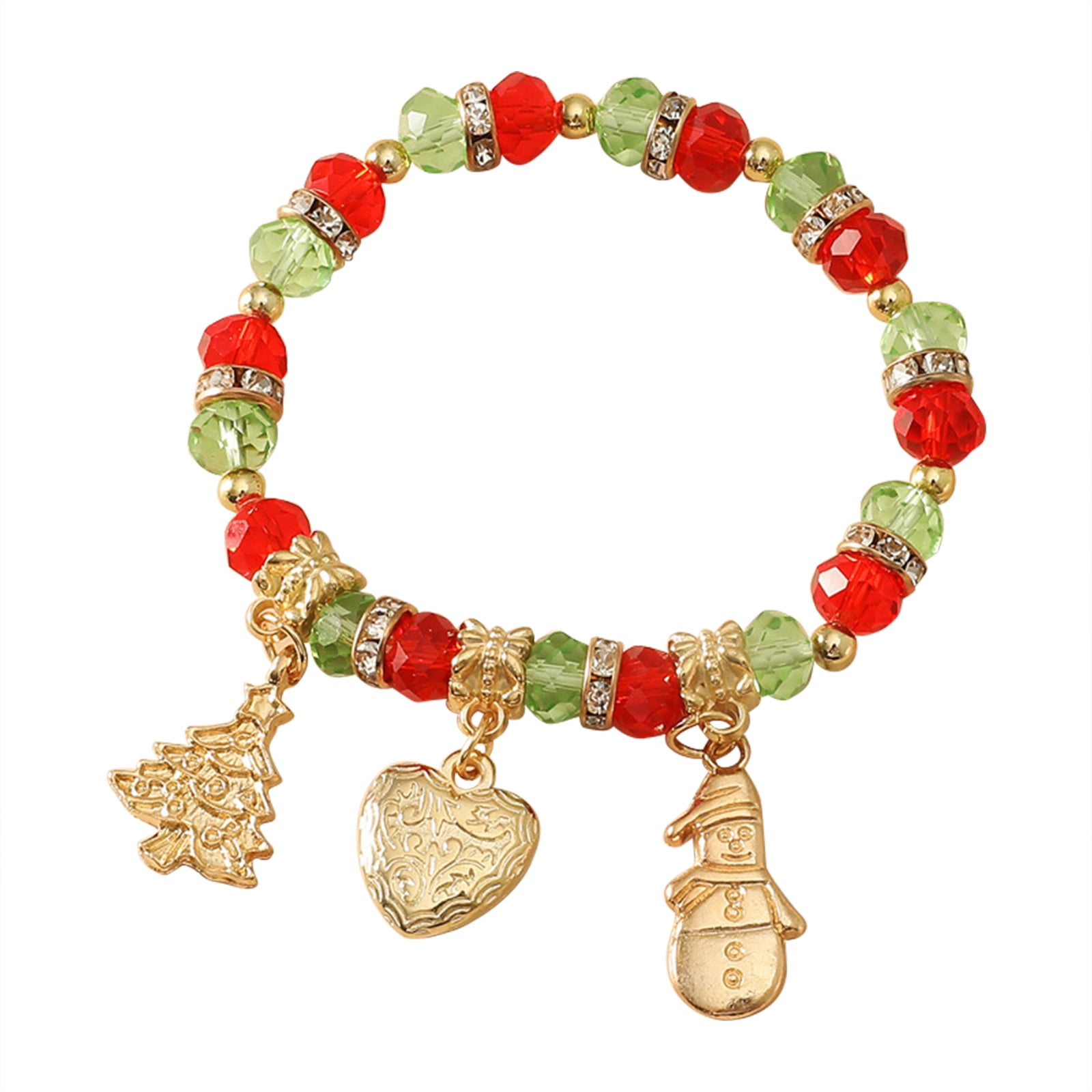 BNIXIREN Womens Cuff Bracelet Christmas Tree Pendant Beaded Crystal