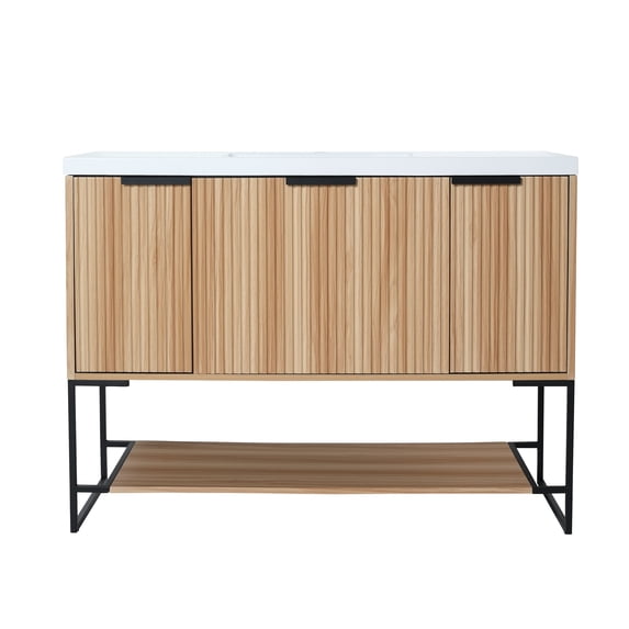 BNK 24/30/36/48 Inch Bathroom Vantiy with Sink and Soft Closing Door Hinges Maple 47.2"W x 18.1"D x 35"H