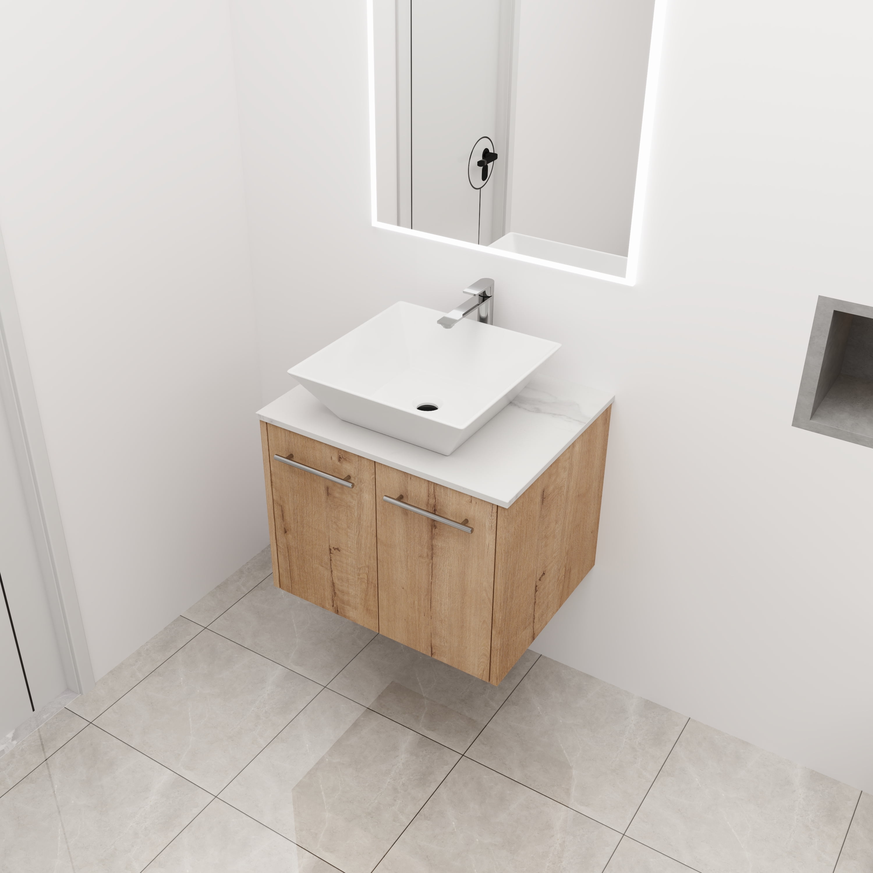 BNK 24 Inch Bathroom Vanity With Sink, Modern Wall Mount Floating