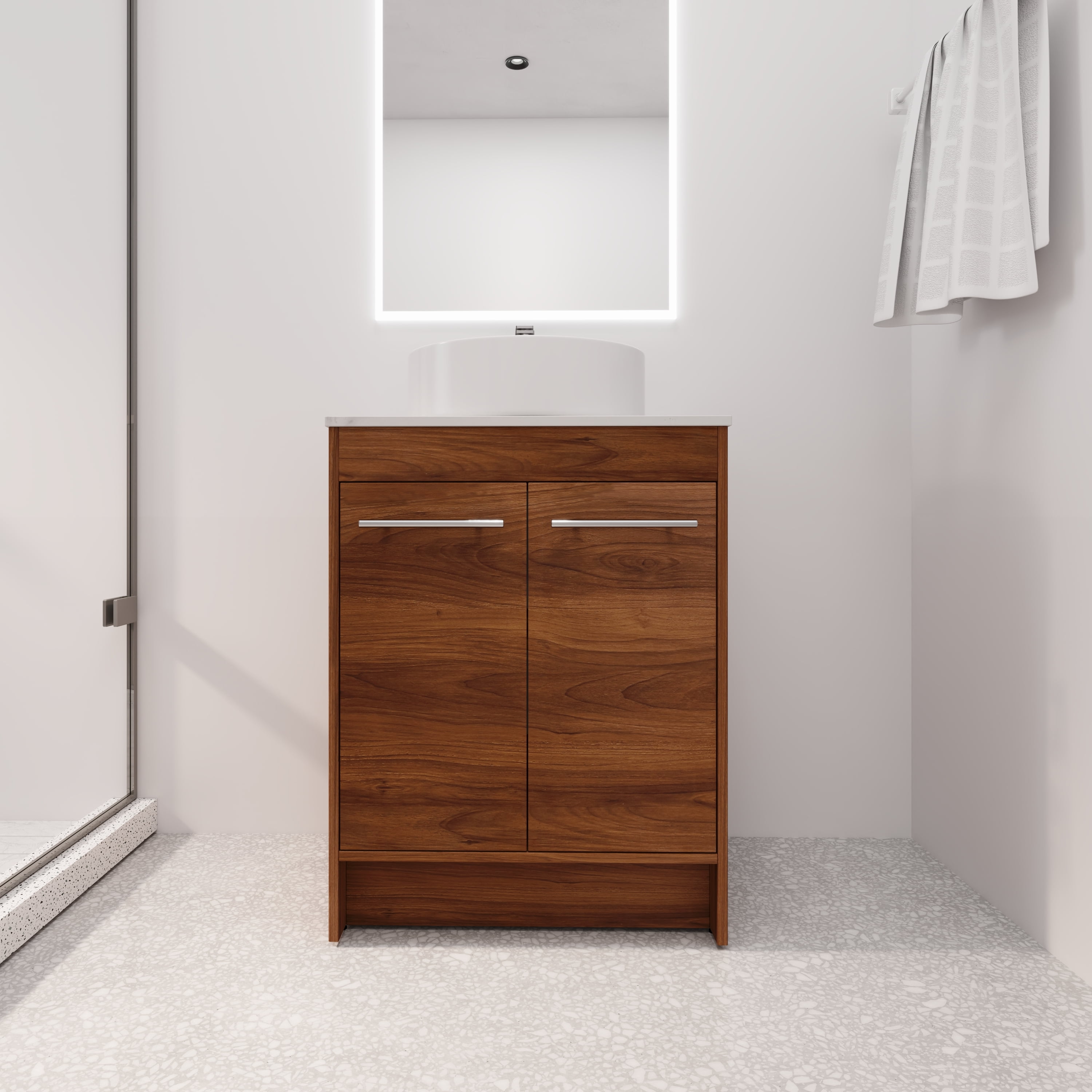 BNK 24 Inch Freestanding Bathroom Vanity with White Ceramic Sink ...