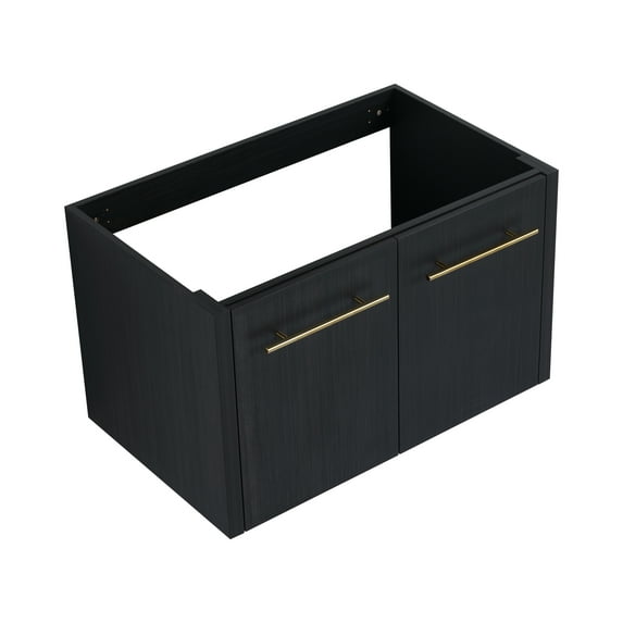 BNK Bathroom Vanity Under Sink Pedestal with 2 Soft Closing Door, Wall-Mounted Vanity, Black Chestnut-30inch