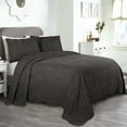 thumbnail image 1 of BNM 2 Piece Floral Cotton Blend Charcoal Bedspread Set, Twin, 1 of 10