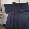 thumbnail image 1 of BNM 2 Piece Modern Cotton Blend Navy Blue Bedspread Set, Twin, 1 of 9