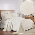 thumbnail image 1 of BNM 3 Piece Cotton Matelasse Scroll Bedspread Set, Full, Ivory, 1 of 8