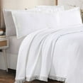 thumbnail image 1 of BNM 3 Piece Modern Cotton Blend White Bedspread Set, Queen, 1 of 8