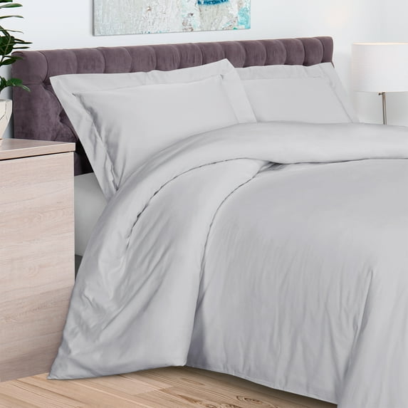 BNM 300 TC Rayon From Bamboo Duvet Cover Set, Full/ Queen, Platinum
