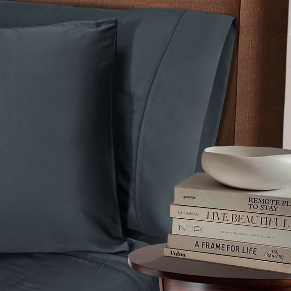 BNM 300 TC Rayon From Bamboo Pillowcase Set, Standard, Charcoal