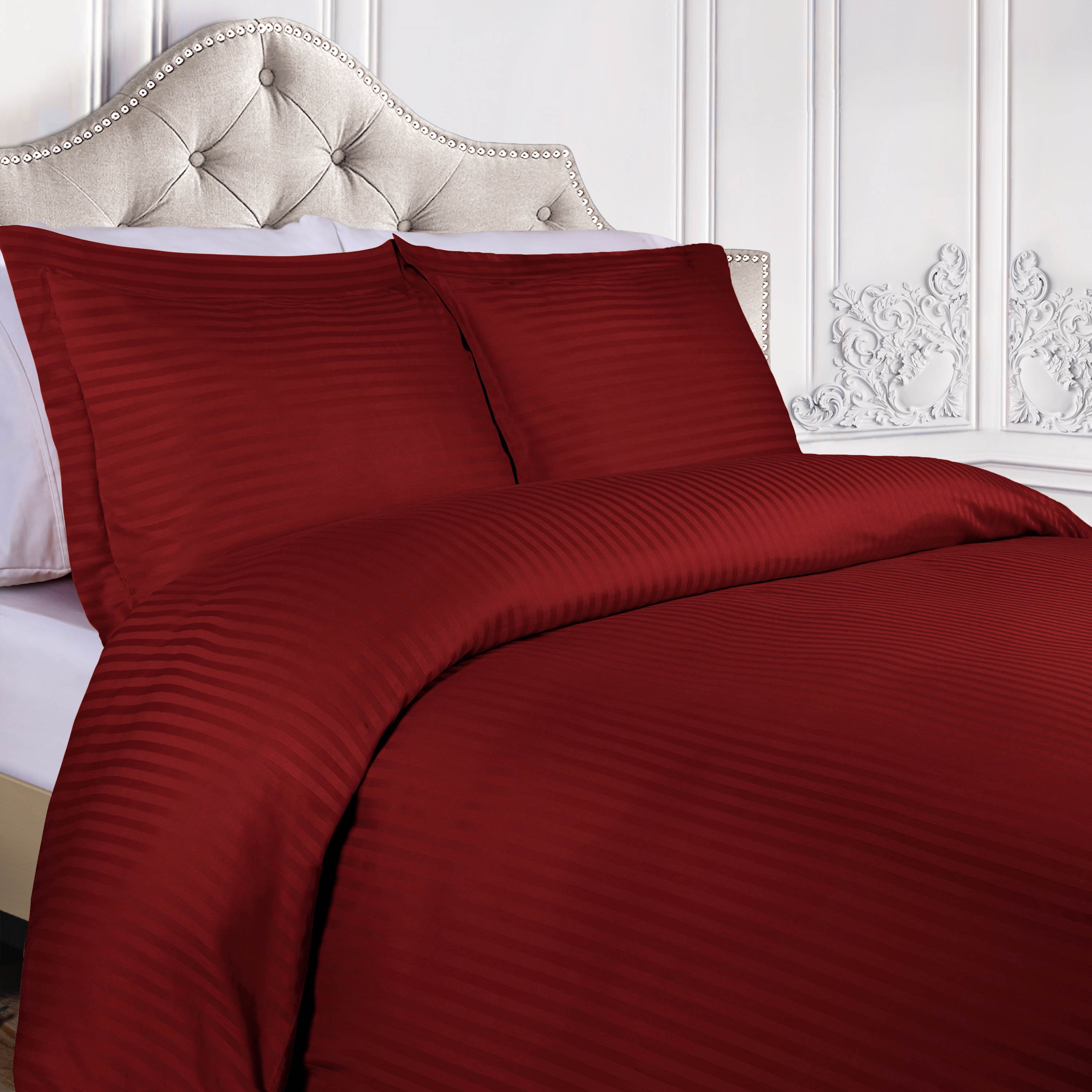 BNM 300 Thread Count Egyptian Cotton Duvet Cover, King/ California King, Burgundy