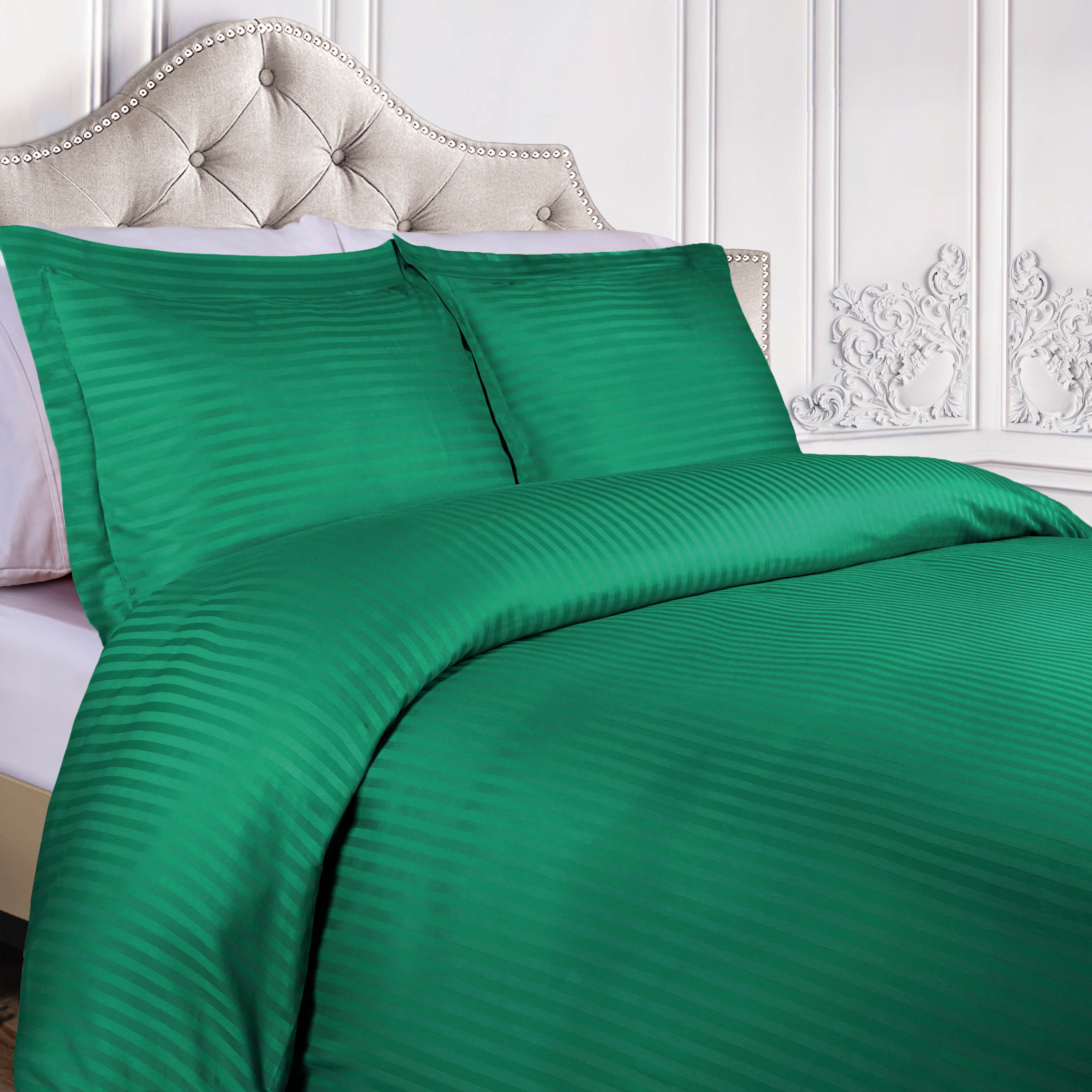 BNM 300 Thread Count Egyptian Cotton Duvet Cover, King/ California King, Hunter Green