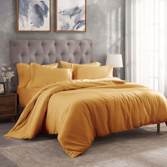 BNM 300 Thread Count Egyptian Cotton Duvet Cover Set, King/California King, Gold