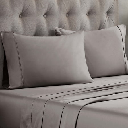 BNM 300 Thread Count Egyptian Cotton Pillowcase Set, King, Grey