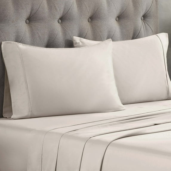 BNM 300 Thread Count Egyptian Cotton Pillowcase Set, King, Light Grey