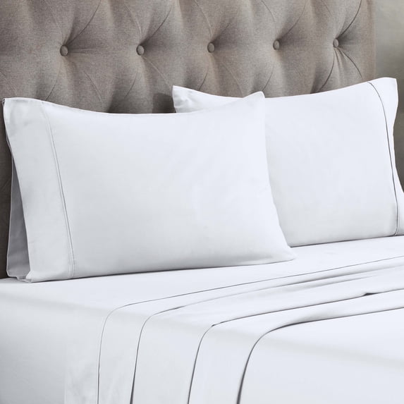 BNM 300 Thread Count Egyptian Cotton Pillowcase Set, Standard, White