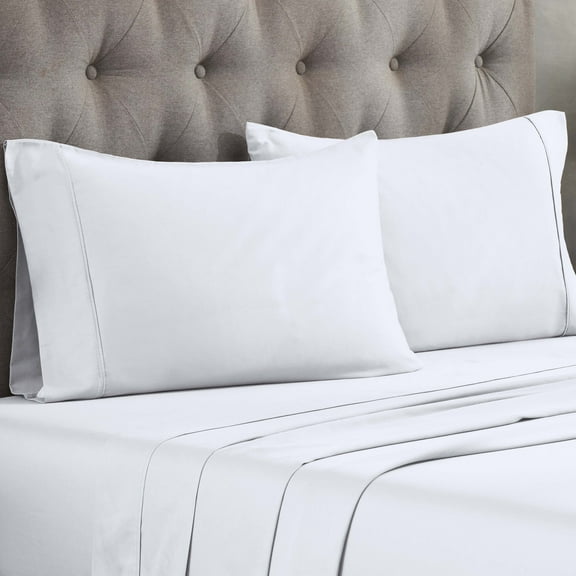 BNM 300 Thread Count Egyptian Cotton Pillowcase Set, Standard, White