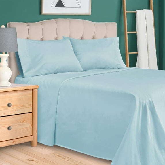 BNM 300 Thread Count Egyptian Cotton Sheet Set, Full, Light Blue