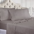 thumbnail image 1 of BNM 300 Thread Count Egyptian Cotton Stripe Sheet Set, Queen, Gray, 1 of 9