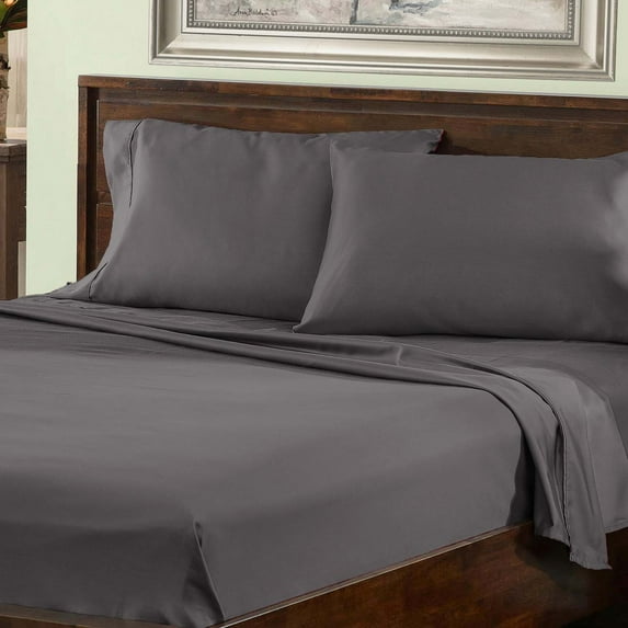 BNM 800 TC Cotton Blend Bed Sheet Set, Split King, Grey