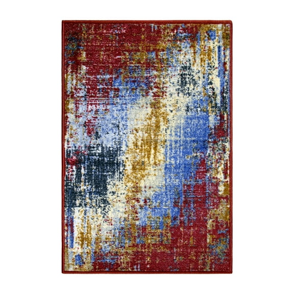 BNM Abstract Splatter Indoor Area Rug, 2' x 3', Red