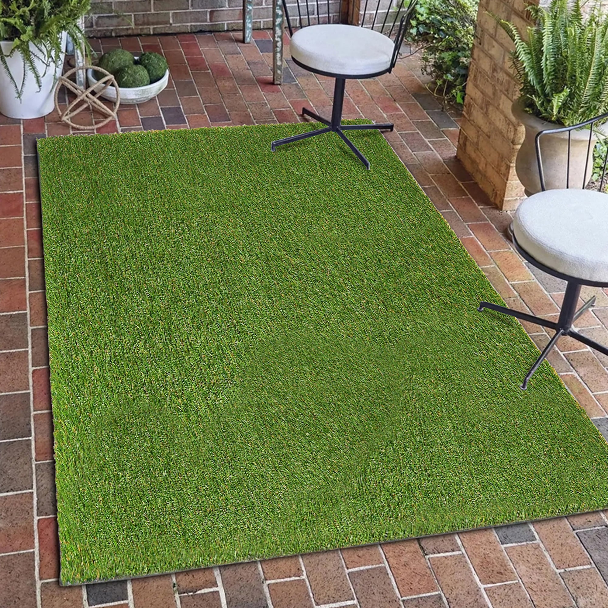 BNM Artificial Fake Grass Indoor/ Outdoor Area Rug, 4' x 10', Green ...