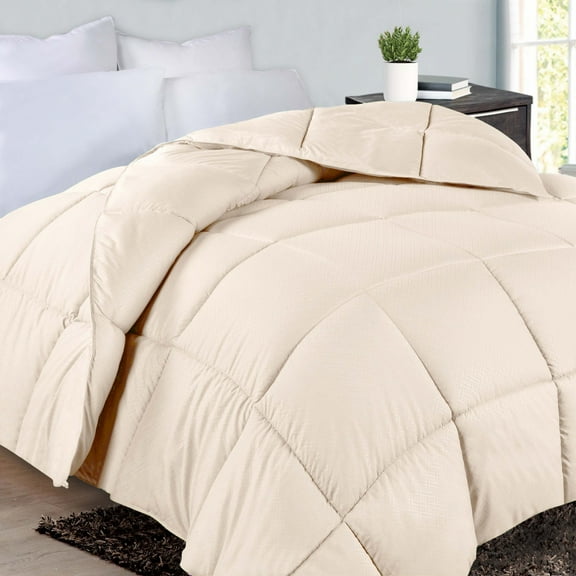 BNM Basketweave Plush Down Alternative Comforter, Twin XL, Cream