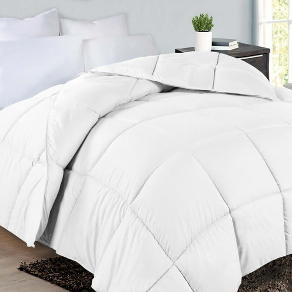 BNM Basketweave Plush Down Alternative Comforter, Twin XL, White