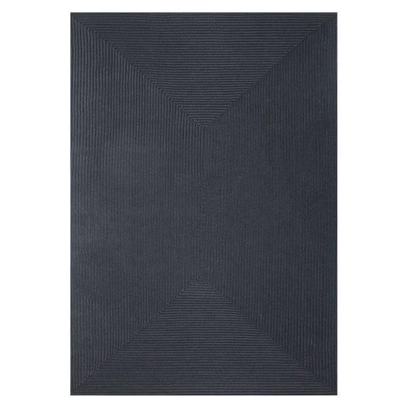 BNM Bohemian Indoor/ Outdoor Solid Rug, 8' x 10', Black