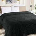 thumbnail image 1 of BNM Boho Knit Plush Soft Fleece Blanket, Full/ Queen, Black, 1 of 8