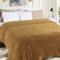 thumbnail image 1 of BNM Fleece Boho Knit Jacquard Blanket, King, Camel, 1 of 8