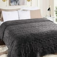 thumbnail image 1 of BNM Boho Knit Plush Soft Fleece Blanket, Twin, Charcoal, 1 of 8
