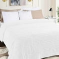 thumbnail image 1 of BNM Fleece Boho Knit Jacquard Blanket, Twin, White, 1 of 8