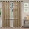 thumbnail image 1 of BNM Boho Rustic Striped Sheer Curtains, Set of 2, 52" x 108", Taupe, 1 of 5