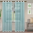 thumbnail image 1 of BNM Boho Rustic Striped Sheer Curtains, Set of 2, 52" x 63", Baby Blue, 1 of 5
