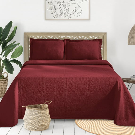 BNM Breathable Fleur De Lis Cotton Bedspread Set with Trendy Colors