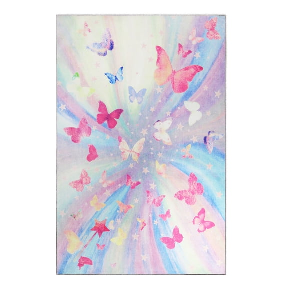 BNM Butterfly Kids Indoor Area Rug, 5' x 7' 6", Magenta