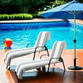 thumbnail image 1 of BNM Cabana Striped Cotton Chaise Lounge Chair Cover, Set of 2, Light Grey, 1 of 10