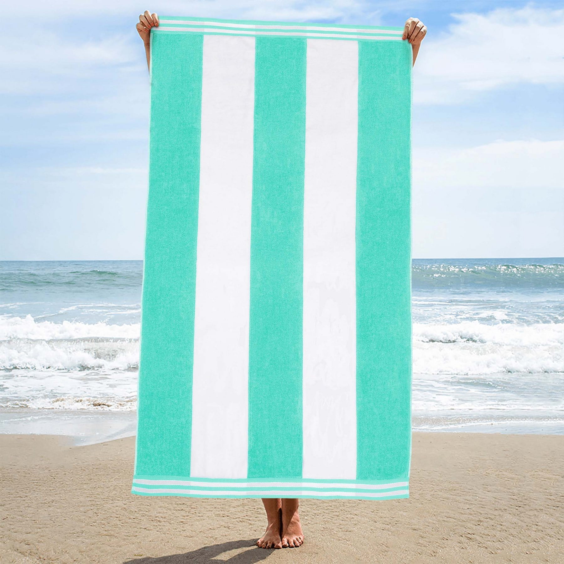 新品未使用 SURFMAN BEACH TOWEL BNM Cabana Stripes Oversized Beach Towel, 34 x 64, Mint - Walmart.com