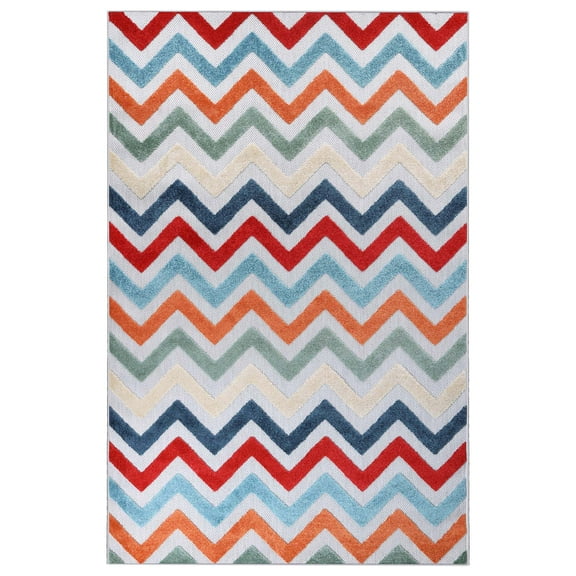 BNM Chevron Indoor Outdoor Area Rug, 4' x 6', Multicolor