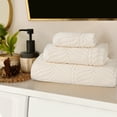 thumbnail image 1 of BNM Chevron Zero Twist Cotton 3 Piece Towel Set, Ivory, 1 of 11
