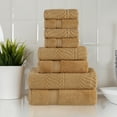 thumbnail image 1 of BNM Chevron Zero Twist Cotton 8 Piece Towel Set, Gold, 1 of 17