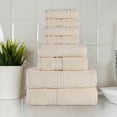 thumbnail image 1 of BNM Chevron Zero Twist Cotton 8 Piece Towel Set, Ivory, 1 of 17