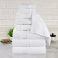 thumbnail image 1 of BNM Chevron Zero Twist Cotton 9 Piece Towel Set, White, 1 of 17
