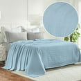 thumbnail image 1 of BNM Classic Cotton Striped Woven Blanket, Twin, Light Blue, 1 of 14