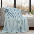 thumbnail image 1 of BNM Classic Cotton Textured Chevron Woven Blanket, Throw, Light Blue, 1 of 9