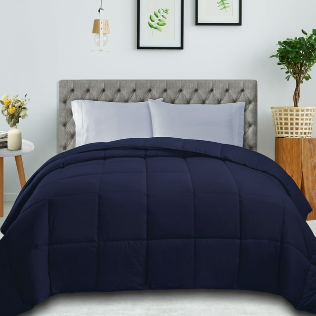 BNM Classic Down Alternative Comforter, King, Navy Blue