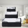 thumbnail image 1 of BNM Cotton 6 Piece Assorted Solid and Marble Towel Set, Black, 1 of 9